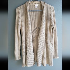 Tan cardigan sweater chicos size 1